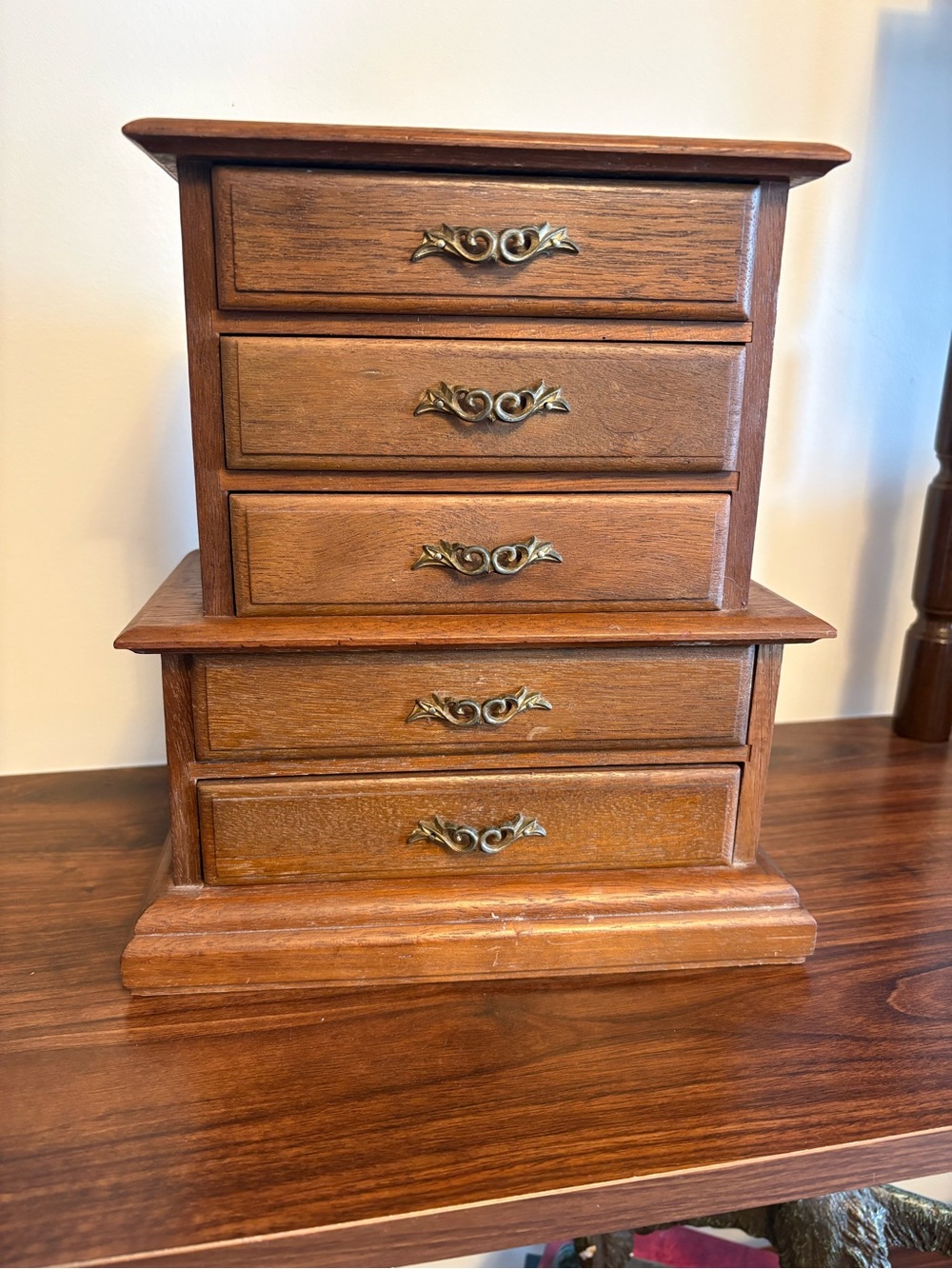 Vintage Wooden Jewelry Box Canada | Mini Dresser Chest with Drawers